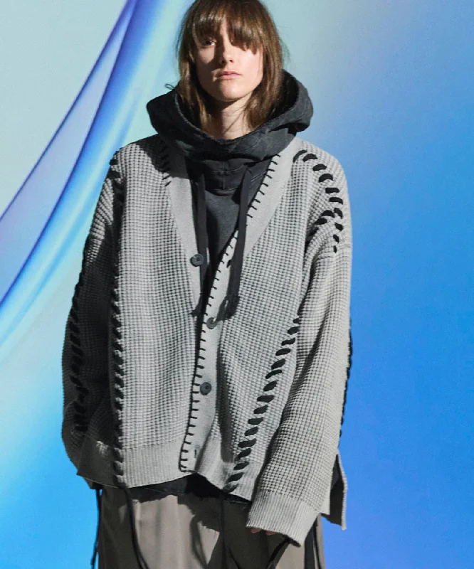 Great Deal 【SALE】Oni-Waffle Chemical Over-Dye Prime-Over V-Neck Knit Cardigan