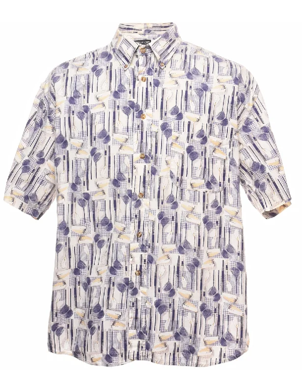 Weekend Savings Spectacular Purple & Pale Yellow 1990s Patterned Shirt - L