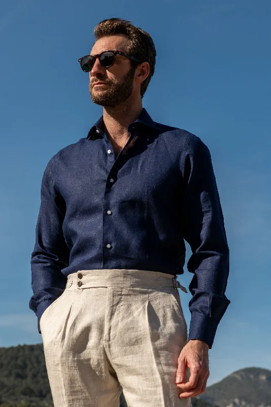 Early Bird Blue linen shirt - Made in Italy