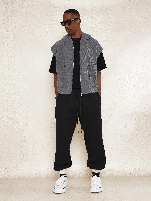 Limited Offer Boxy Textured Zip-Up Sleeveless Hoodie