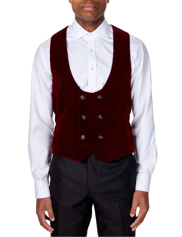 Low Cost SAM Burgundy Velvet Low U Cut Waistcoat