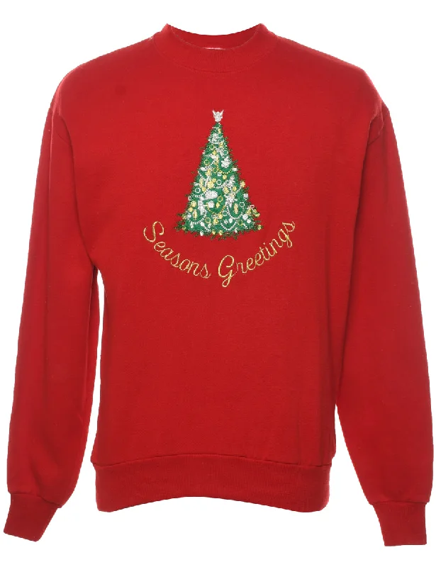 Weekend Deals That Thrill Red Christmas Sweatshirt - L