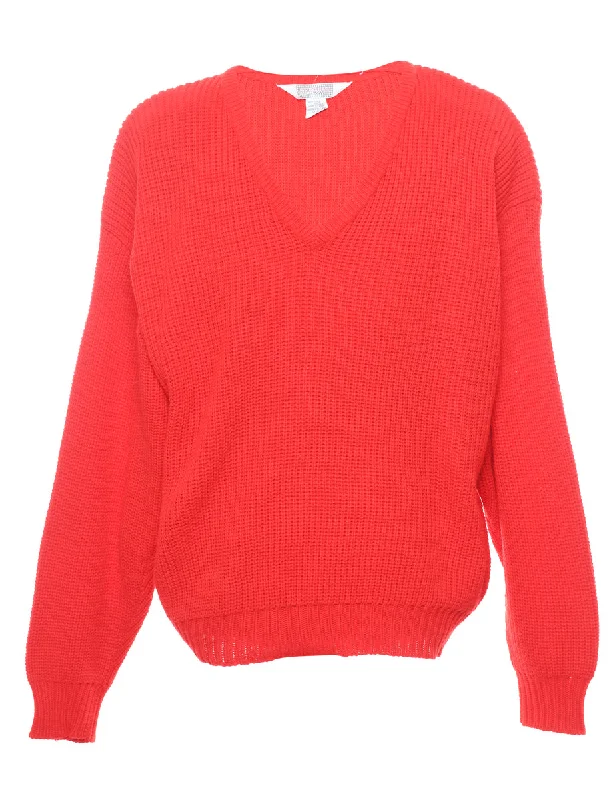 Hot Buy Red Cable Knit Jumper - XL