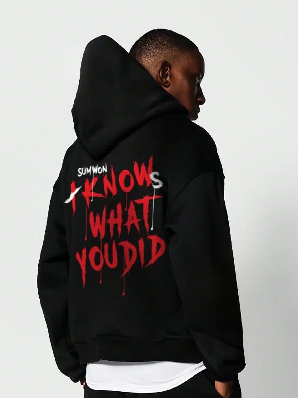 Weekend Wonders Await! Overhead Hoodie With I Know What You Did Graphic Print