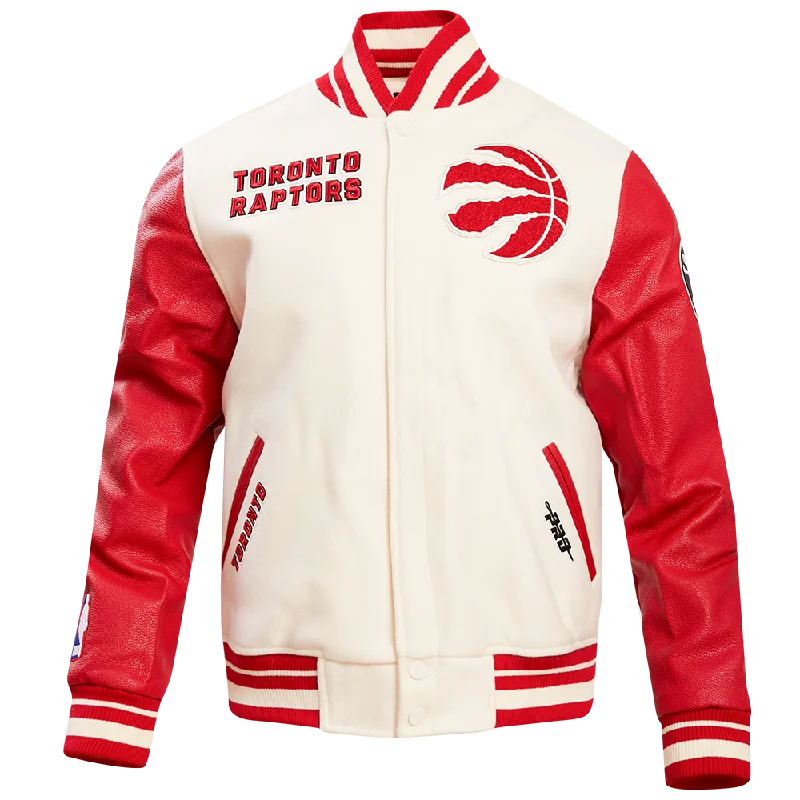 New Deal NBA TORONTO RAPTORS RETRO CLASSIC MEN'S RIB WOOL VARSITY JACKET (EGGSHELL/RED) New Deal NBA TORONTO RAPTORS RETRO CLASSIC MEN'S RIB WOOL VARSITY JACKET (EGGSHELL/RED)