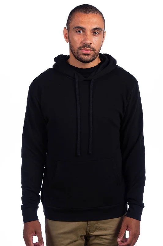 Special Buy Next Level Mens Sueded French Terry Hooded Sweatshirt Hoodie w/ Pouch Pocket - Black