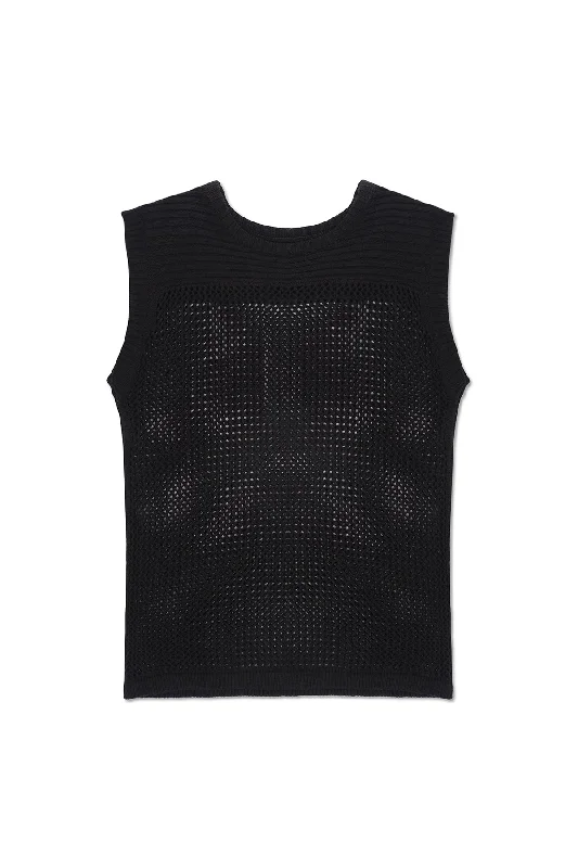 Bargain Alert KNIT SLEEVELESS SHIRT IN BLACK