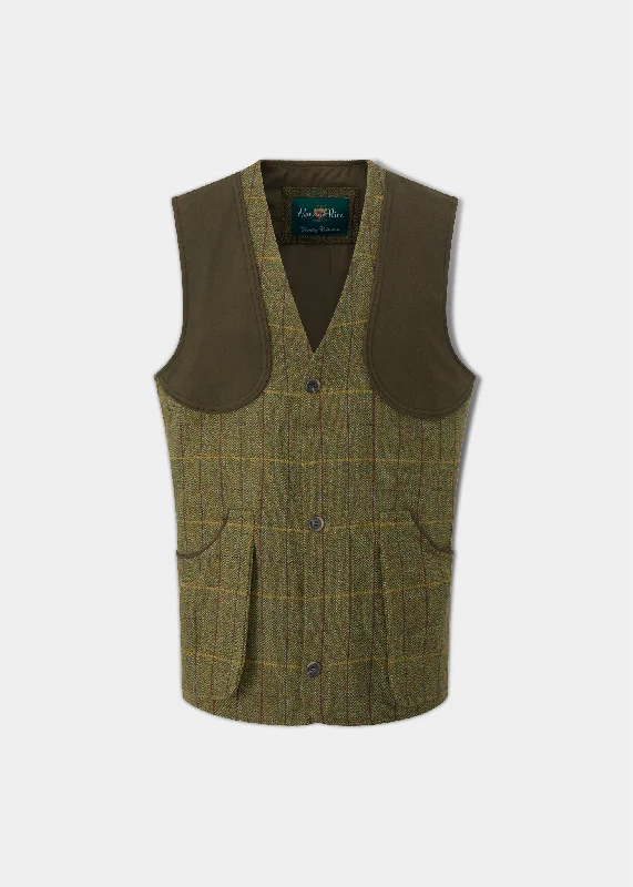 Savings Event Rutland Men's Tweed Shooting Waistcoat In Green Ash - Shooting Fit
