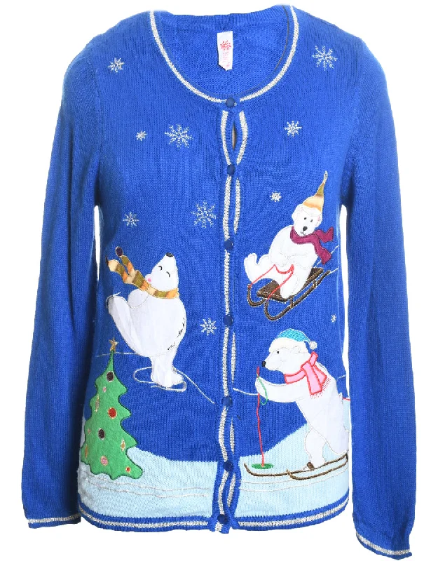 Instant Savings Polar Bear Design Christmas Cardigan - S