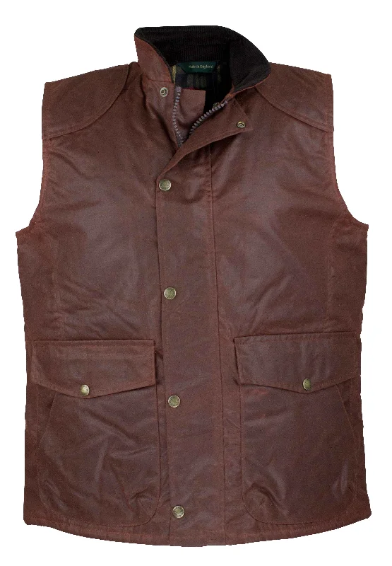 W174 - Men's Antique Wax Chelsea Gilet - CHESTNUT