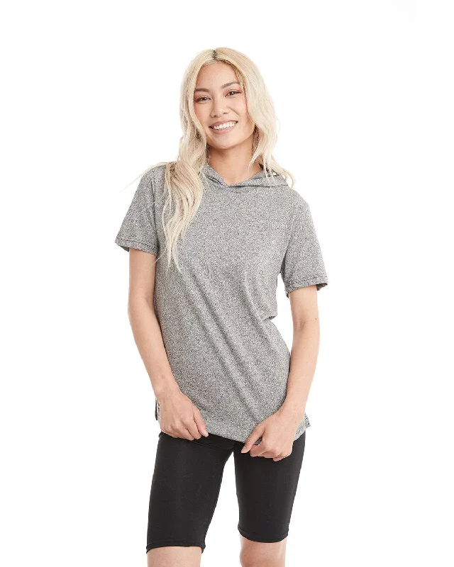 Next Level Apparel Unisex Mock Twist Short Sleeve Hoody T-Shirt | Heather Gray