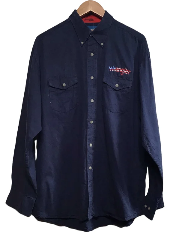 Extra Discount Wrangler Spell out Navy Shirt (Size L)