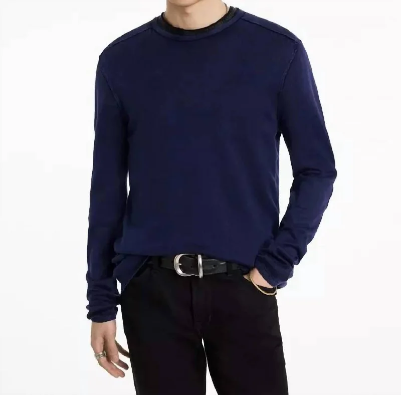 Walter Crew Neck Sweater In Deep Blue