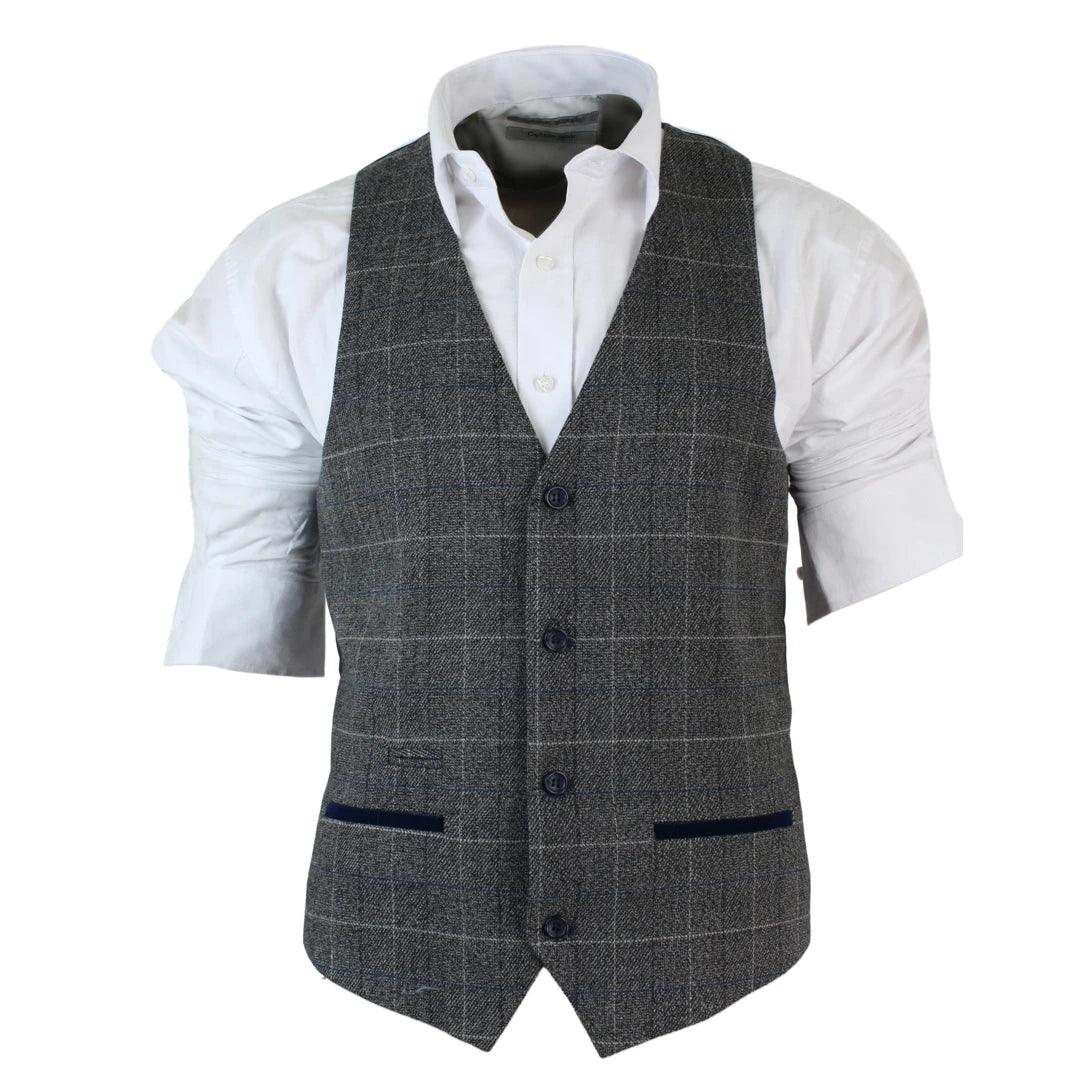 Steal Deal Mens Slim Fit Check Grey Tan Brown Waistcoat Smart Casual Tweed Check Navy Steal Deal Mens Slim Fit Check Grey Tan Brown Waistcoat Smart Casual Tweed Check Navy