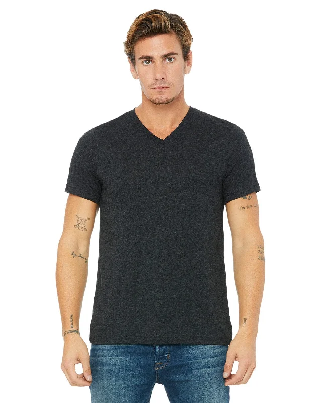 Great Deal Bella+Canvas Unisex Triblend Short Sleeve V-Neck T-Shirt | Char-black Trib