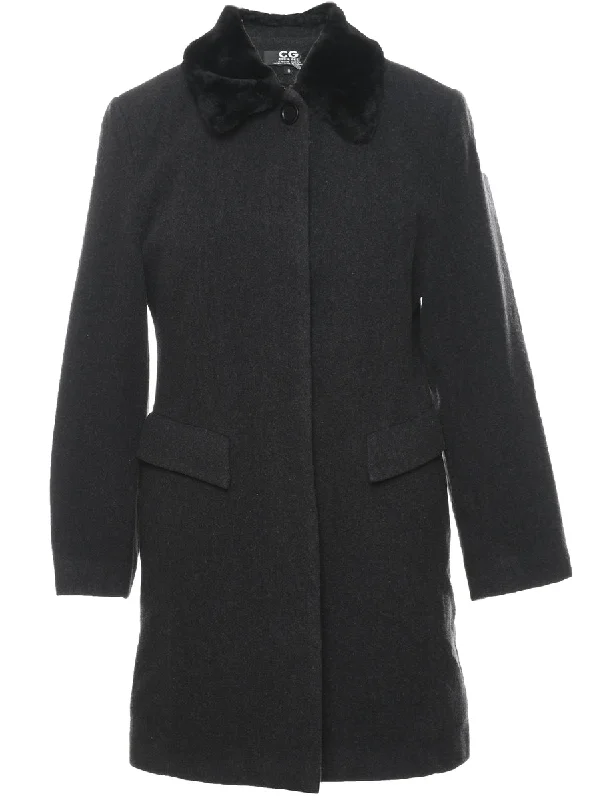 Single Breasted Wool Coat - S