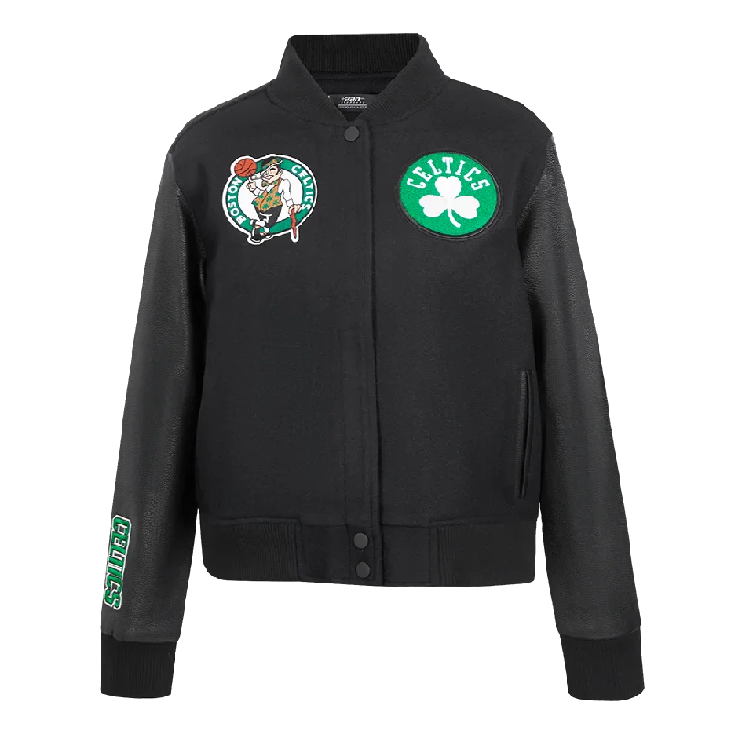 Overstock Clearance NBA BOSTON CELTICS CLASSIC WOOL WOMEN'S VARSITY JACKET (JET BLACK) Overstock Clearance NBA BOSTON CELTICS CLASSIC WOOL WOMEN'S VARSITY JACKET (JET BLACK)