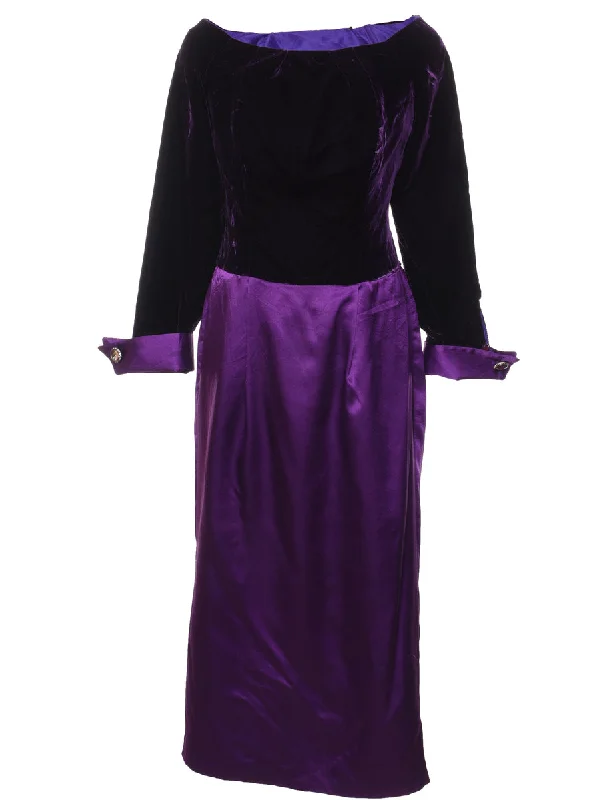 Weekend Shopping Made Better Purple & Black Contrast Evening Dress - M
