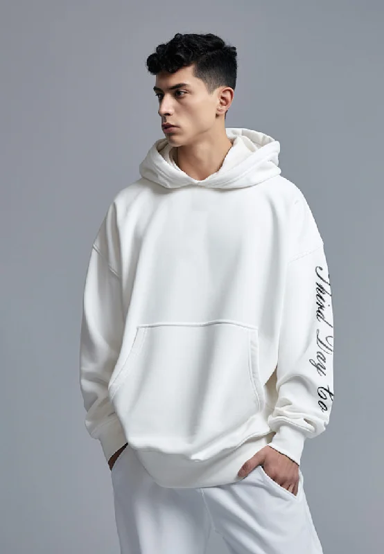 Low Cost MOB03 Hoodies Oversize ScubaLux Bahan Scuba Adem "thirddayco script arm" putih