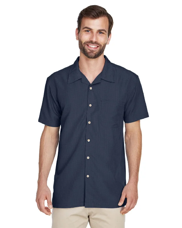 Discount Mania Harriton Barbados Textured Camp Shirt | Navy