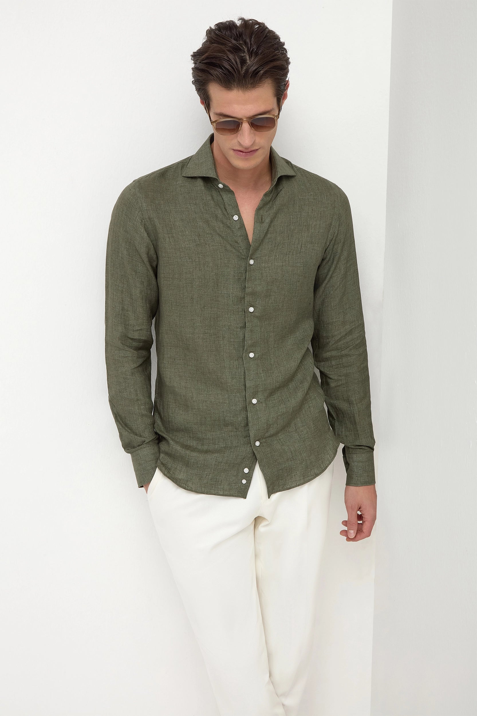 Weekend Bargains to Celebrate Green linen shirt - Made in Italy