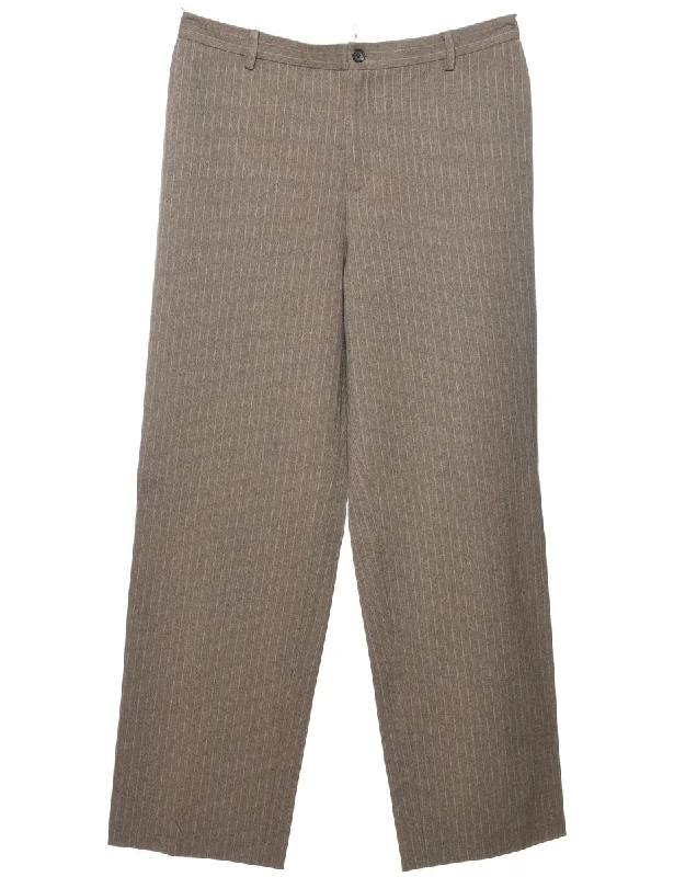 Weekend Offers You Can't Ignore Pinstriped Light Brown Trousers - W32 L30