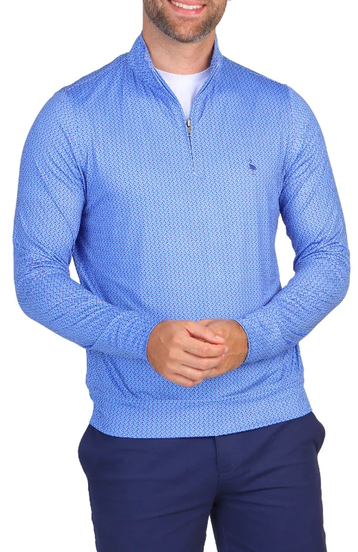 Super Discount Blue Golf Tee Print Performance Quarter-Zip