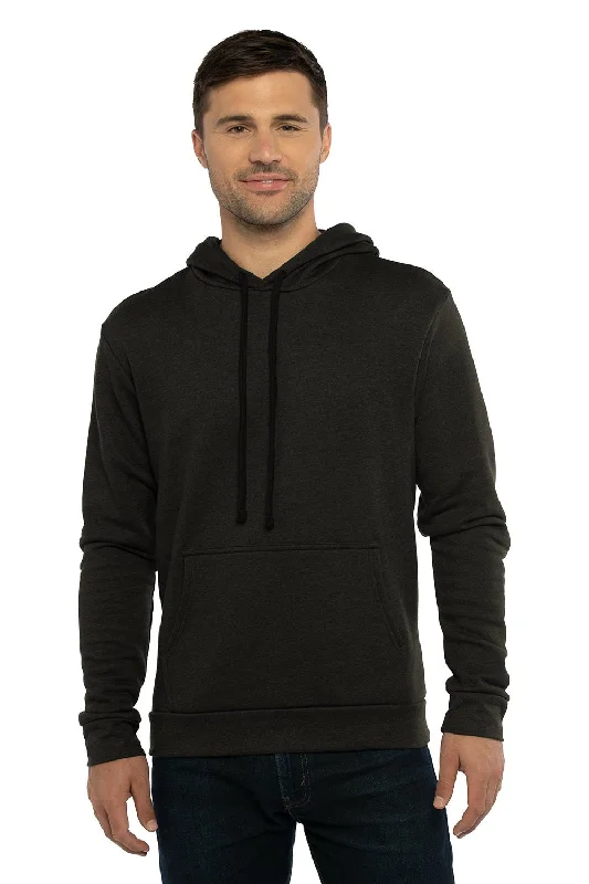 Time-Sensitive Next Level Mens Malibu Hooded Sweatshirt Hoodie w/ Pouch Pocket - Heather Black
