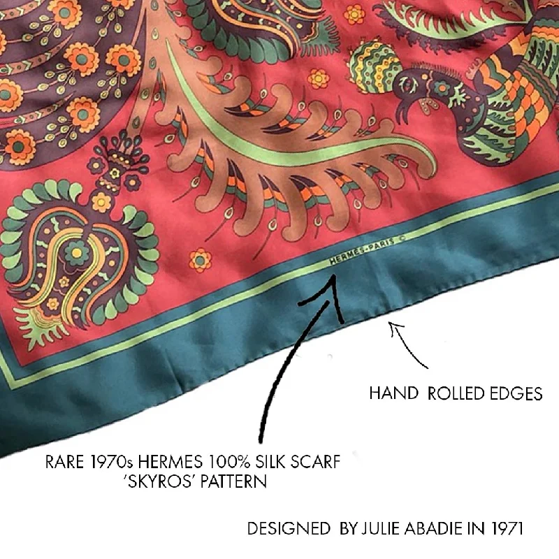 Weekend Discounts to Grab Rare 1971 Hermes 'Skyros' Pattern 100% Silk Scarf