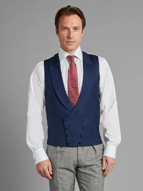 Double Breasted Wool Waistcoat - Navy