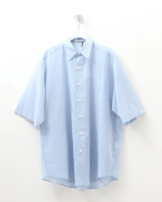 Mega Discount HARD TWIST FINK ORGANDY HALF SLEEVED SHIRT SAX BLUE