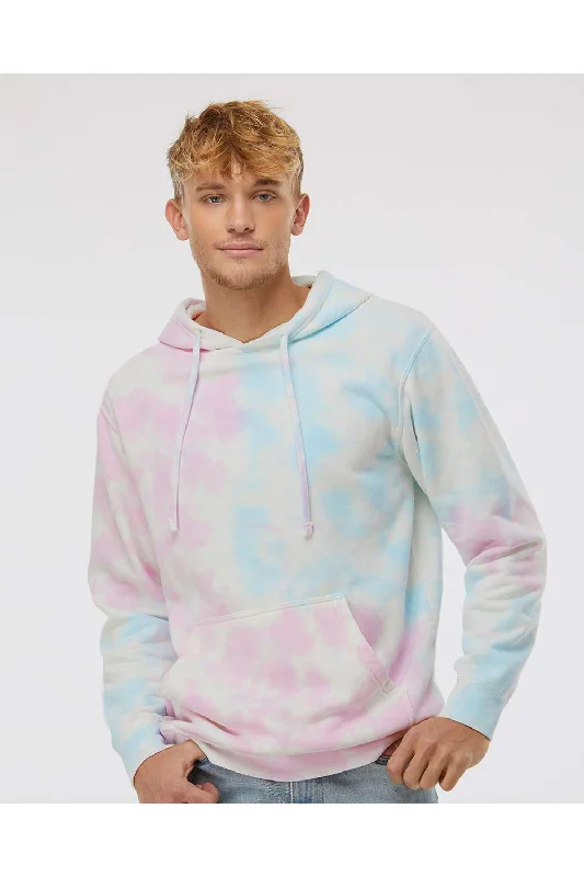 Weekend Specials to Enjoy Independent Trading Co. Mens Tie-Dye Hooded Sweatshirt Hoodie w/ Pouch Pocket - Cotton Candy