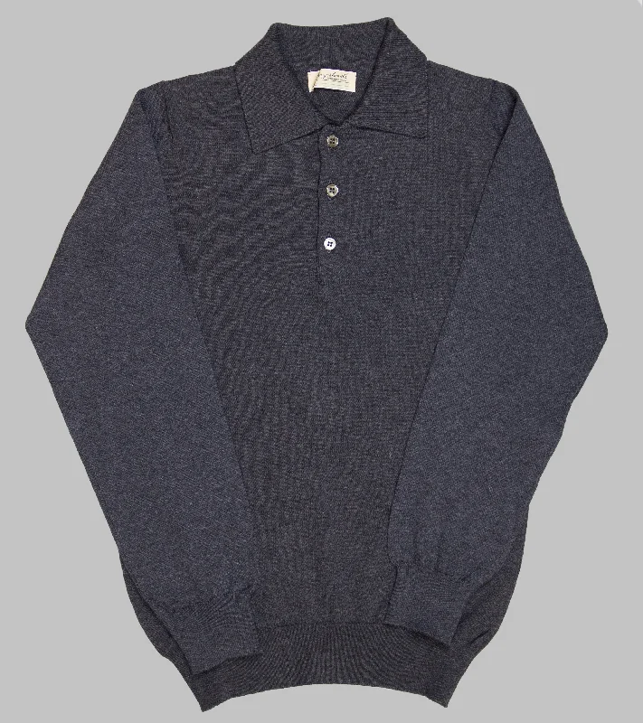 Deal of the Day Bryceland's Cotton Long Sleeve Polo Charcoal