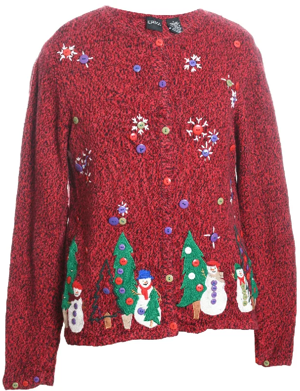 Snowman Christmas Cardigan - S