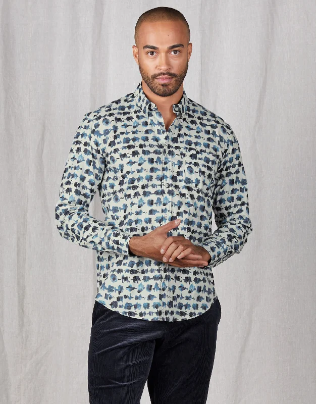 Weekend Discounts to Grab Ohope Blue & White Watercolour Print Shirt