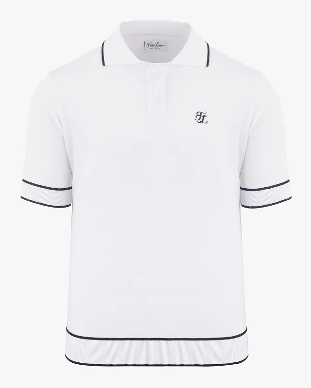 Weekend Discounts You Deserve Men's contrast line short sleeve knit top - White