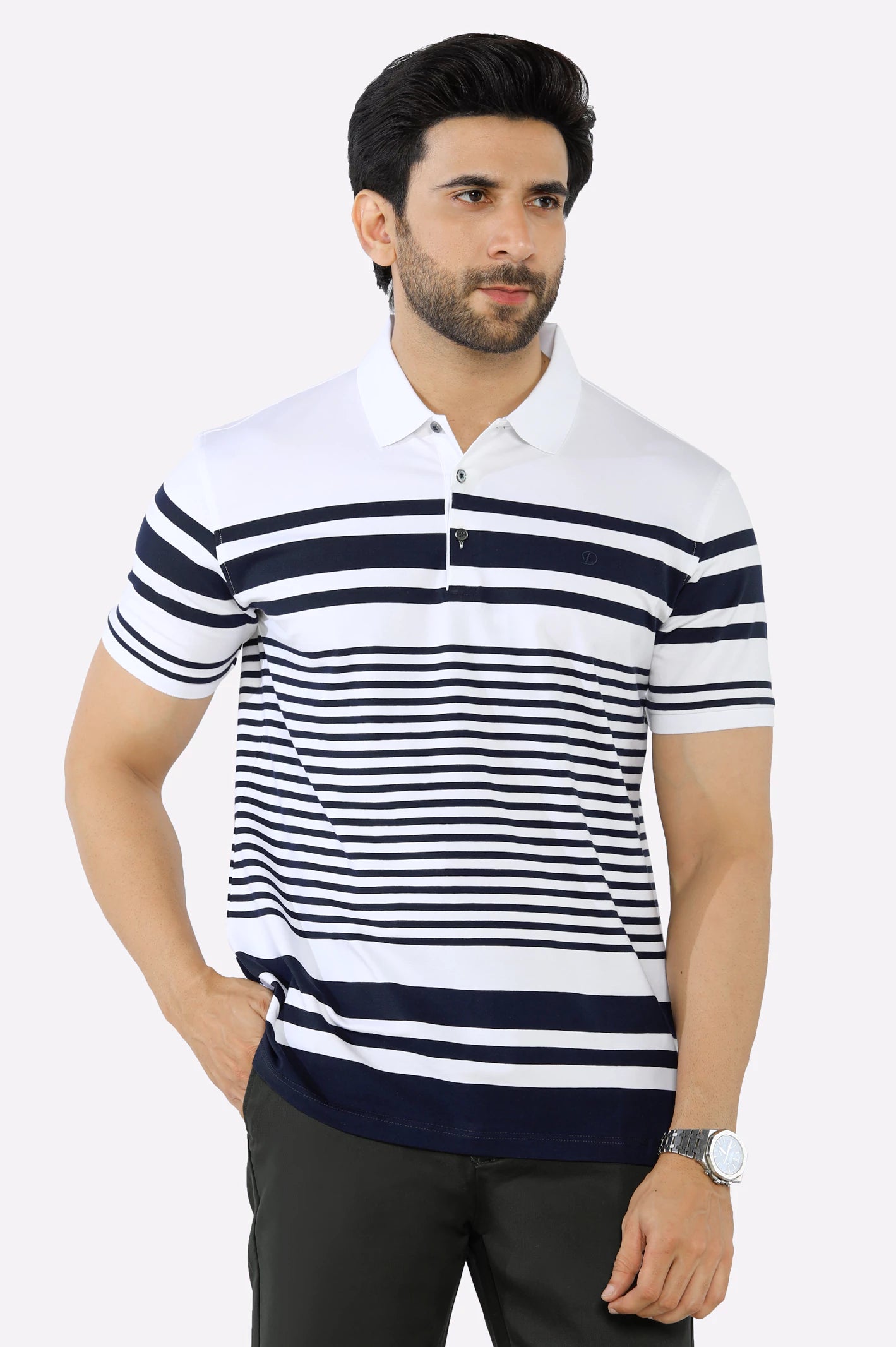 White Yarn Dyed Polo