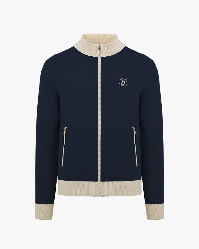 Don't Delay Men's High Neck Zip-up Sweater - Navy