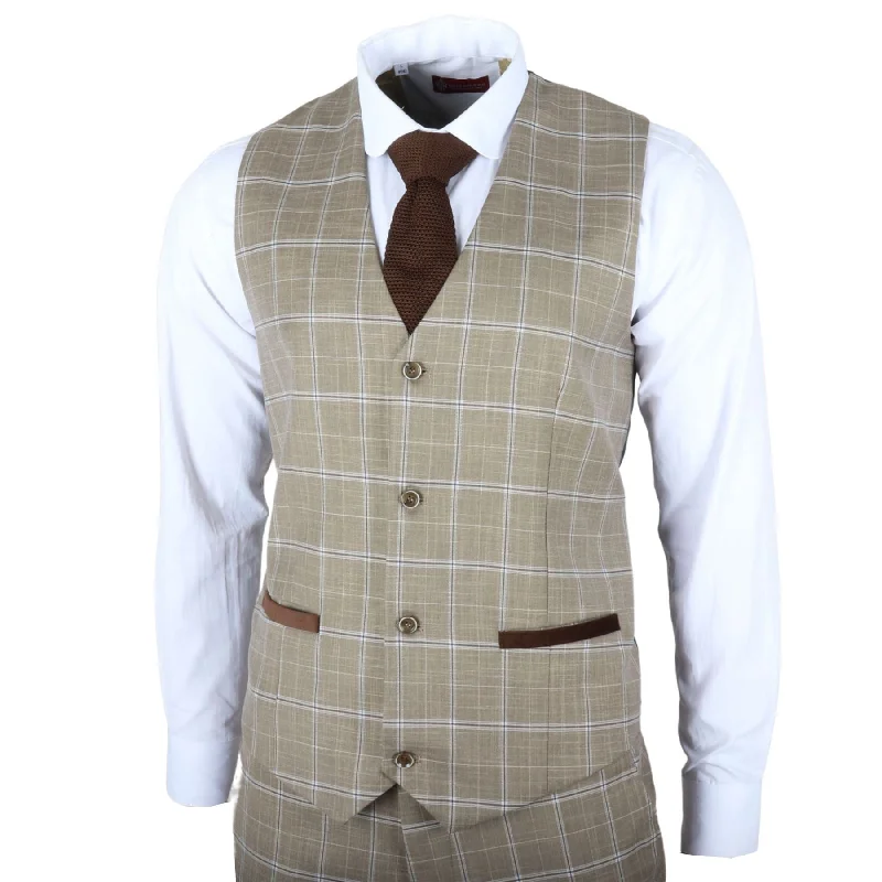 Weekend Deals That Sparkle Men's Waistcoat Brown Checked Tailored Fit Vest