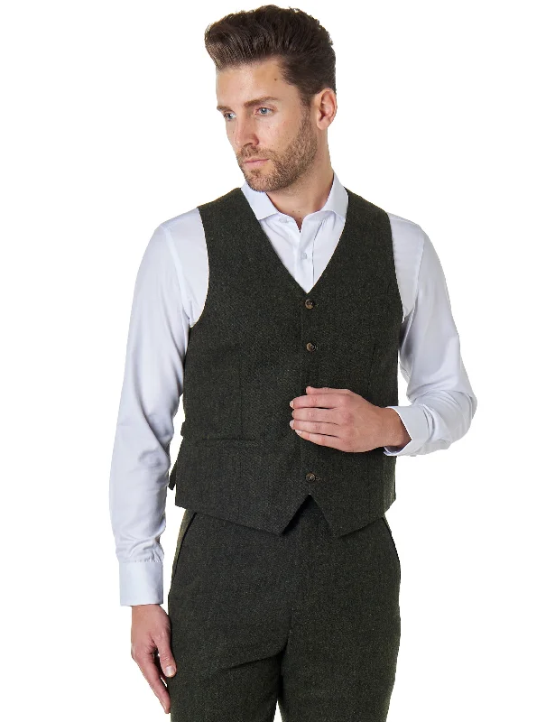 Hurry In JIM - TWEED GREEN WAISTCOAT