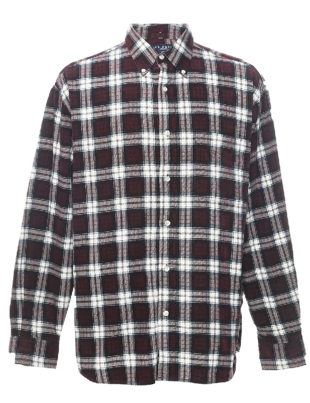 Weekend Offers That Dazzle Plum Corduroy Checked Shirt - L