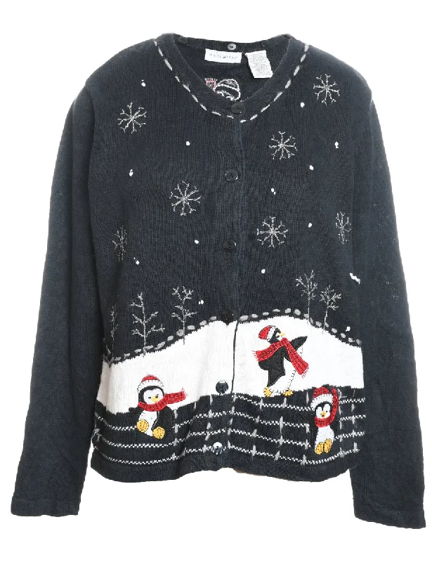 Huge Savings Penquin Christmas Cardigan - L