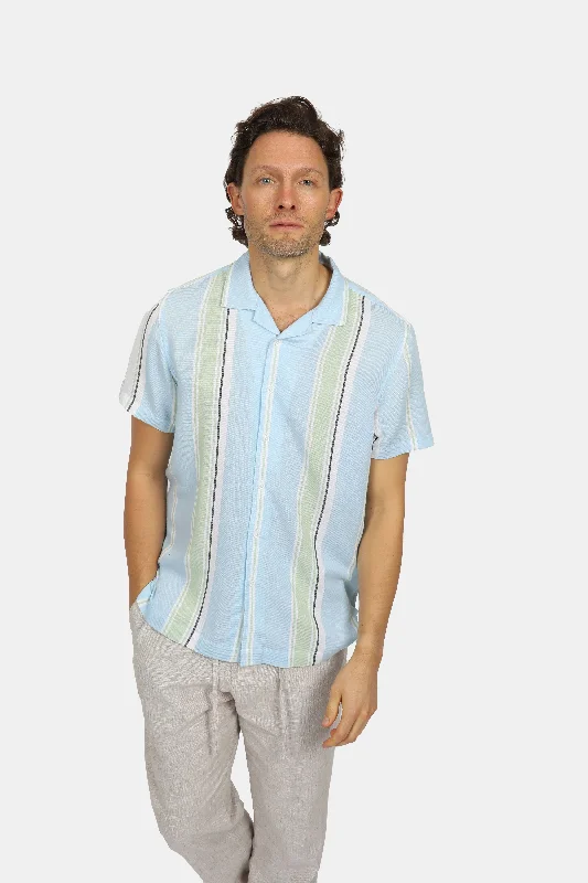 Now Available Relaxed Madrid Stripe Cuban Collar Shirt