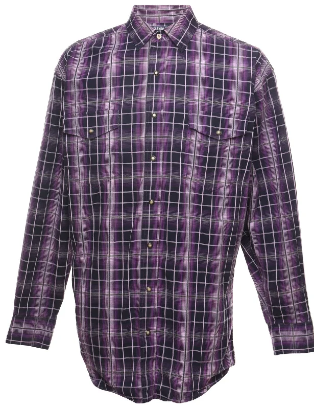 Weekend Savings Galore Purple Classic Checked Shirt - M