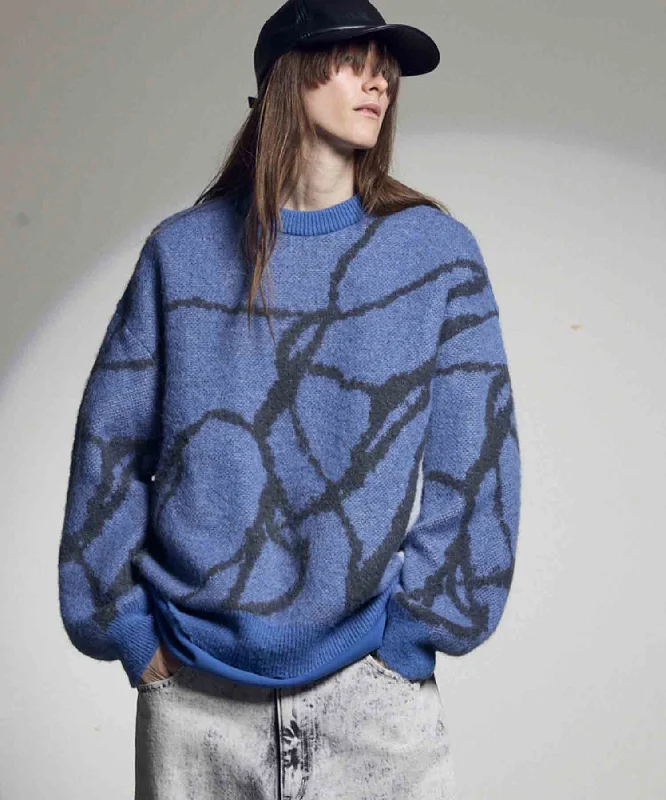 The Best Prices Prime-Over Drawing Mohair Shaggy Crew Neck Knit Pullover