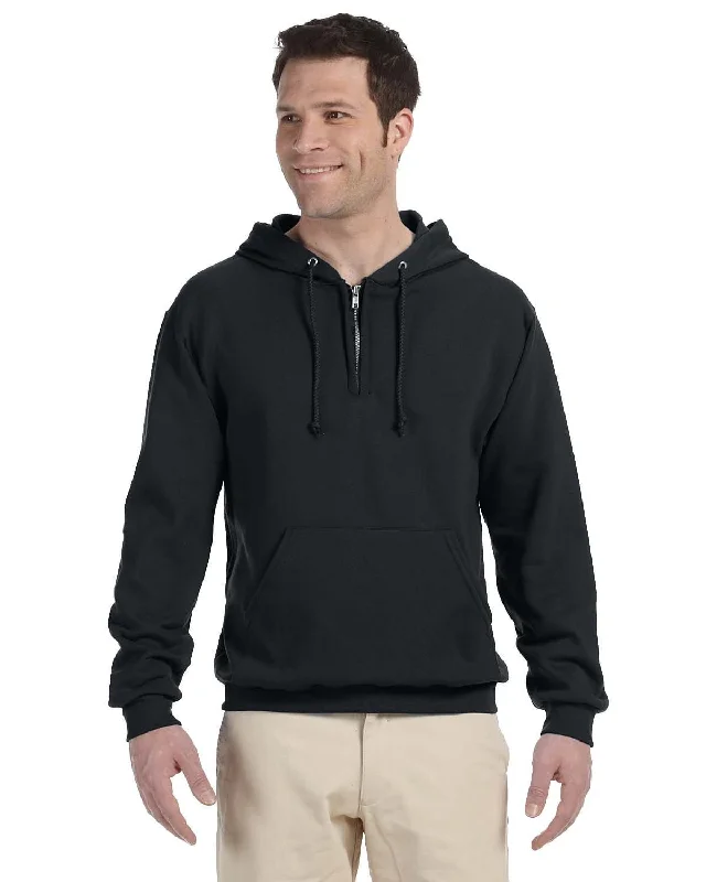 Jerzees 50/50 Quarter-Zip Pullover Hoodie | Black