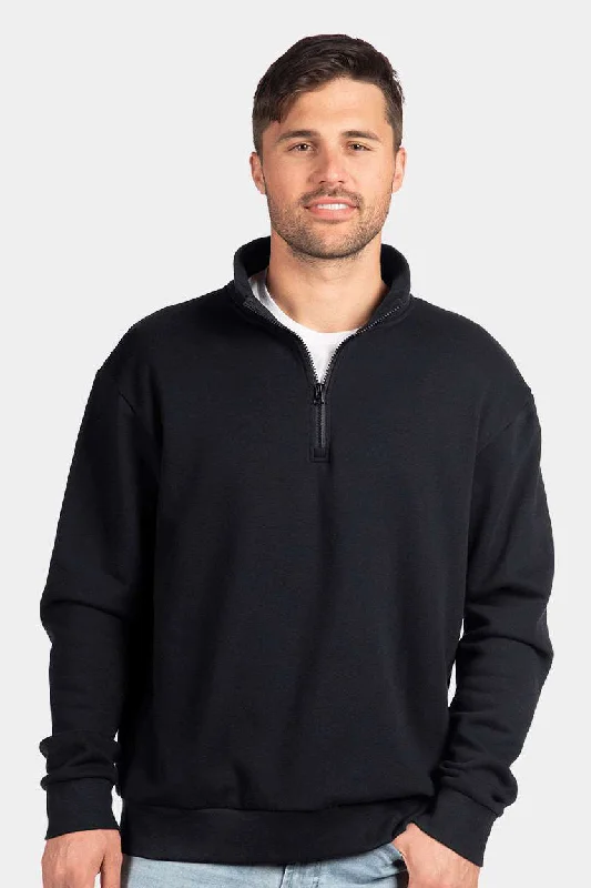 One-Day Only Next Level Mens Fleece 1/4 Zip Sweatshirt - Black