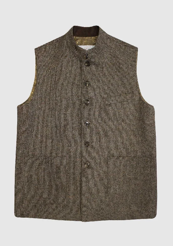 Midnight Madness William Nehru Waistcoat - Light Natural