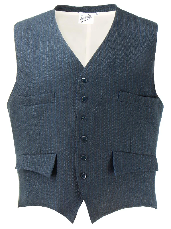 1940s Vintage Harry Indigo Broken Twilll Waistcoat