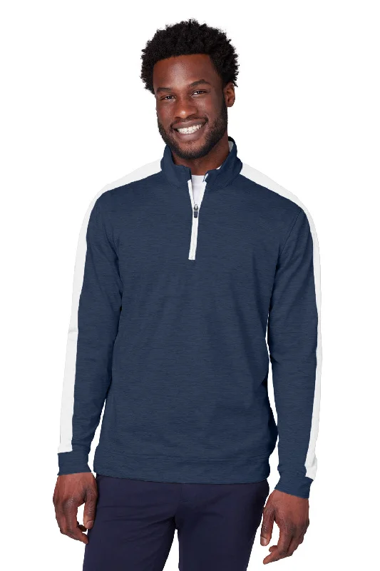 Weekend Savings Spectacle Puma Mens Cloudspun Moisture Wicking 1/4 Zip Sweatshirt - Navy Blue/Bright White